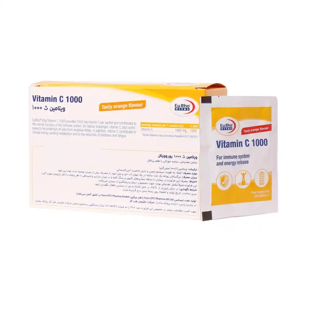 ساشه ویتامین سی یوروویتال 1000 میلی گرم 30 عددی/Eurhovital Vitamin C 1000 mg Sachets — تصویر ۳