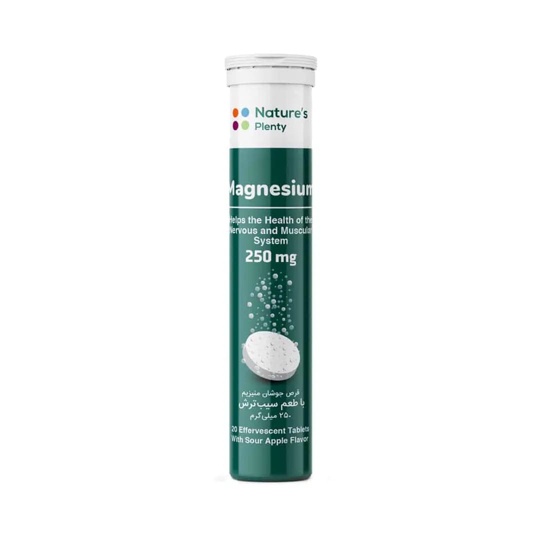 قرص جوشان منیزیم طعم سیب ترش 250 میلی گرم نیچرز پلنتی 20 عددی/Natures Plenty Magnesium 250 mg 20 Effervescent Tablets — تصویر ۲