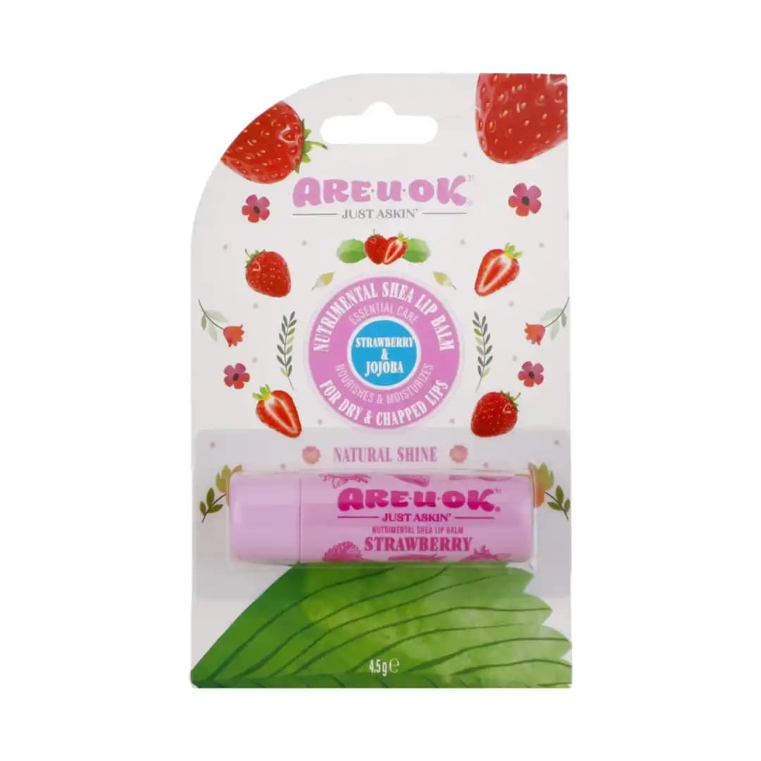 بالم مرطوب کننده لب با طعم توت فرنگی آر یو اکی 4.5 گرم/Are U Ok Nutrimental Shea Lip Balm With Strawberry