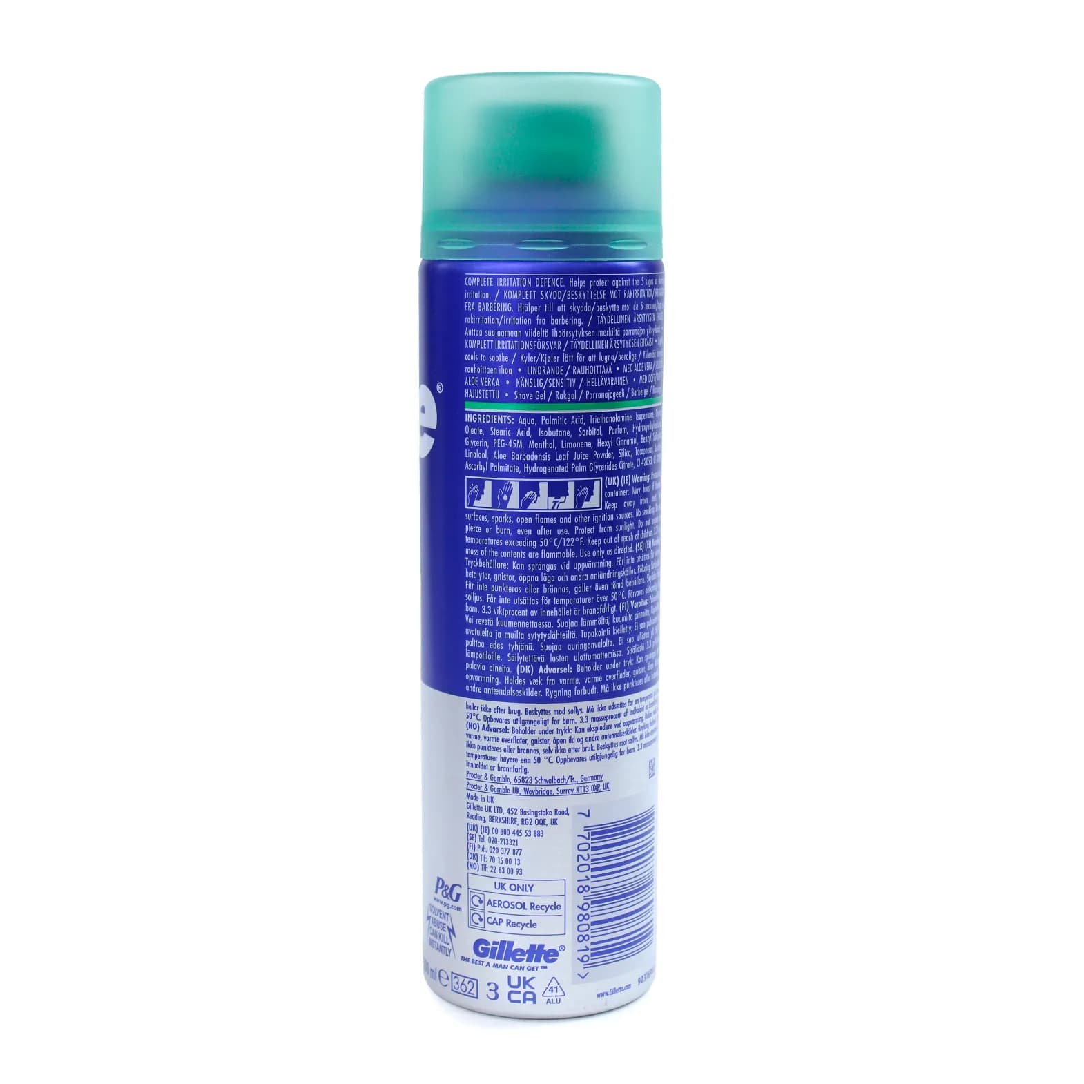ژل اصلاح ژیلت مناسب پوست حساس مدل Soothing حاوی عصاره آلوئه ورا 200 میل — تصویر ۳