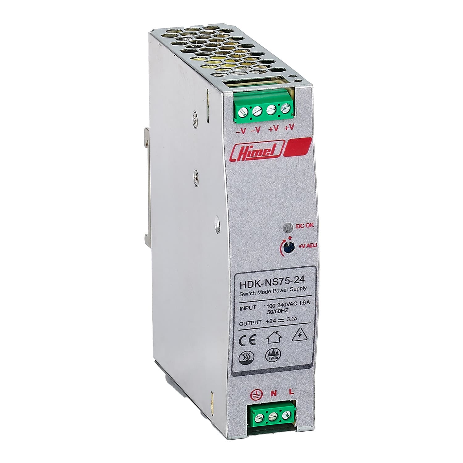منبع تغذیه سوئیچینگ ریلی ۲۴ ولت ۳.۲ آمپر (۷۵ وات) هیمل – HDKNS7524