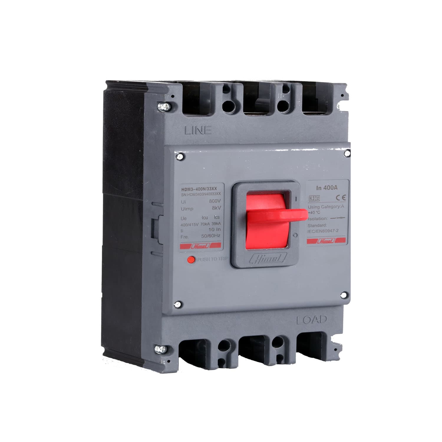 مشخصات فنی کلید کمپکت قابل تنظیم حرارتی ثابت مغناطیسی ۴ پل ۳۲ آمپر (۳۵kA) هیمل مناسب دمای ۵۰ درجه مدل HDM3S160M032B1XXT