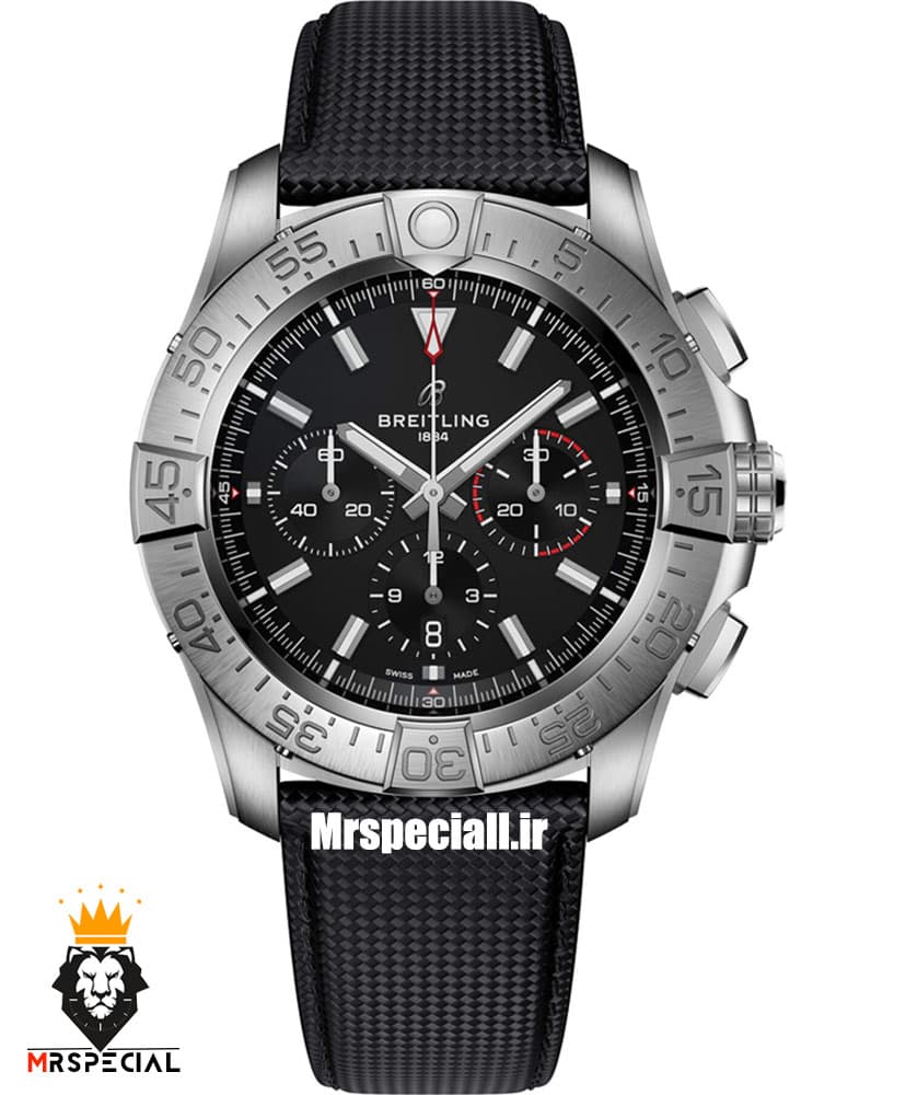 ساعت برایتلینگ مردانه کرنوگراف بند برزنتی مشکی صفحه مشکی Breitling Avenger 021263