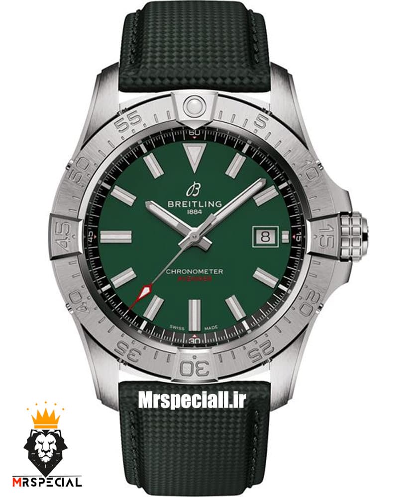 ساعت برایتلینگ مردانه اتوماتیک بند برزنتی سبز صفحه سبز Breitling Avenger 021259