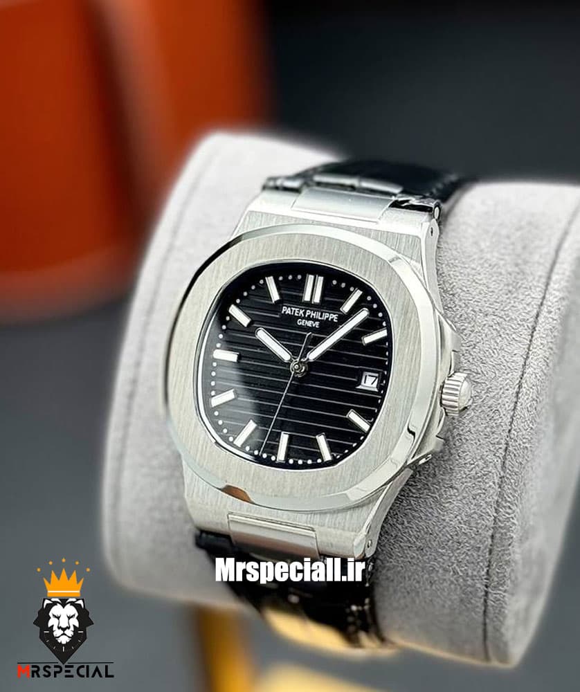 ساعت پتک فیلیپ مردانه مدل ناتیلوس اتوماتیک بند چرم مشکی صفحه مشکی Patek Philippe NUATILOS 021255 — تصویر ۷