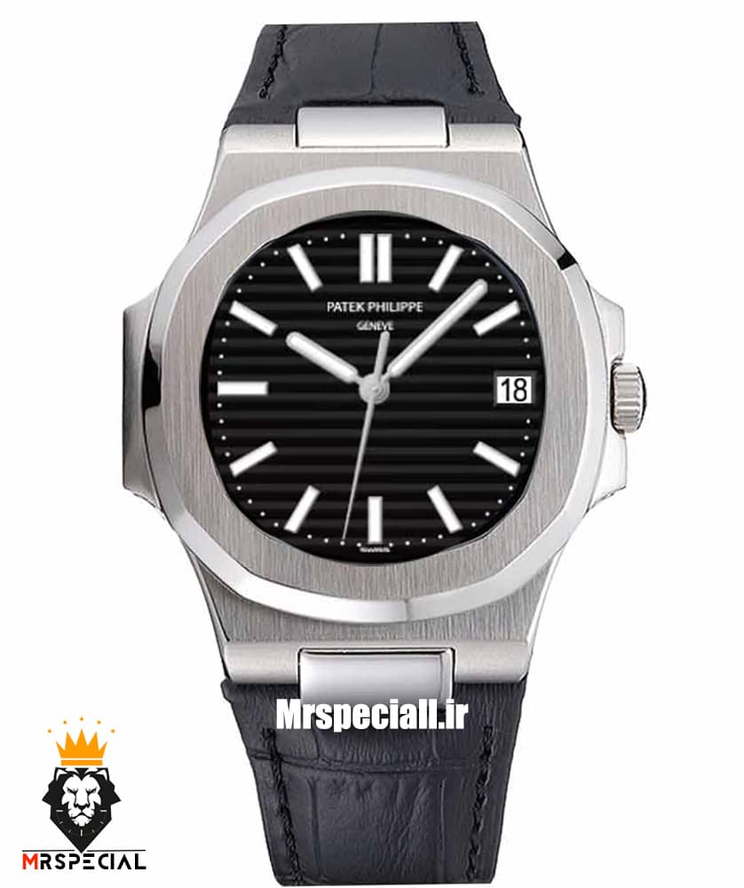 ساعت پتک فیلیپ مردانه مدل ناتیلوس اتوماتیک بند چرم مشکی صفحه مشکی Patek Philippe NUATILOS 021255 — تصویر ۶