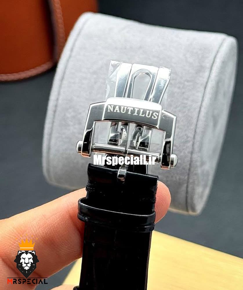 ساعت پتک فیلیپ مردانه مدل ناتیلوس اتوماتیک بند چرم مشکی صفحه مشکی Patek Philippe NUATILOS 021255 — تصویر ۵