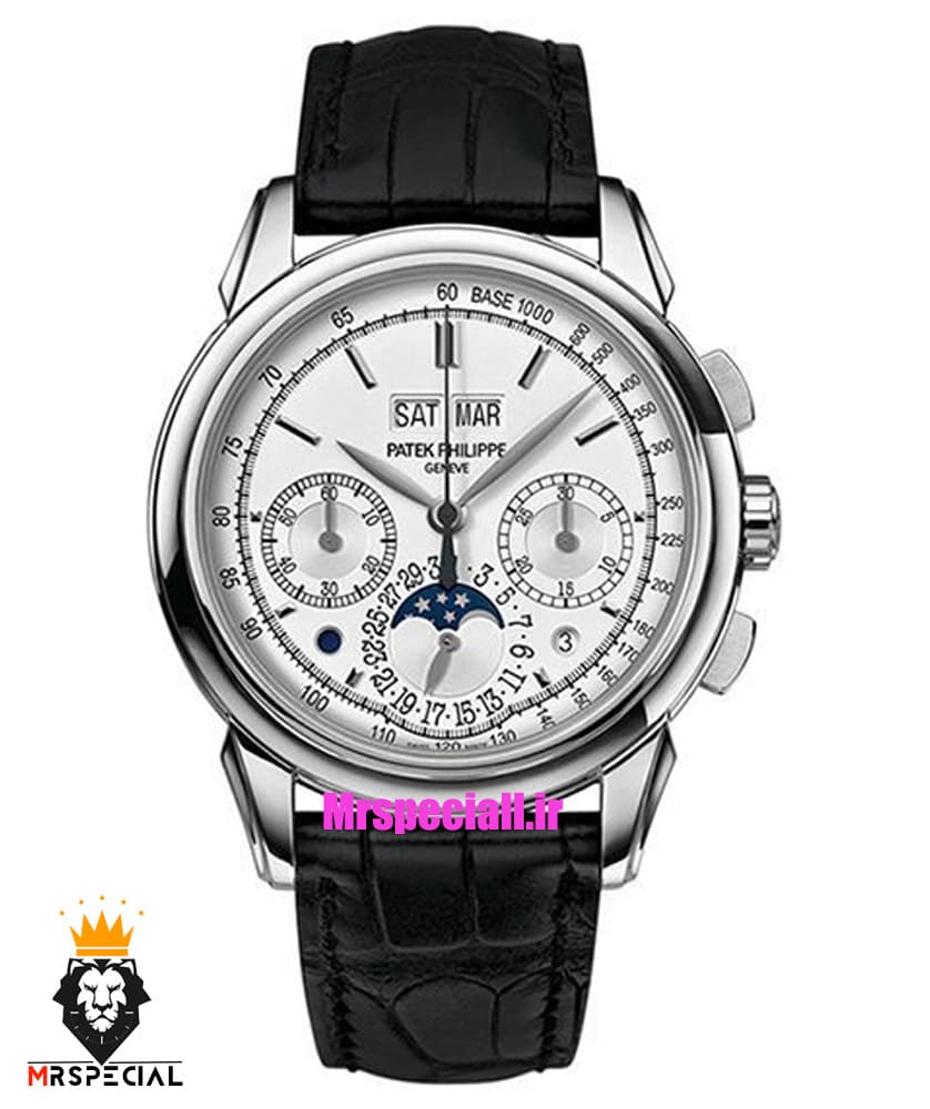 ساعت مچی مردانه پتک فیلیپ دی دیت اتوماتیک بند چرم صفحه سفید Patek Philippe Perpetual Calendar 021241