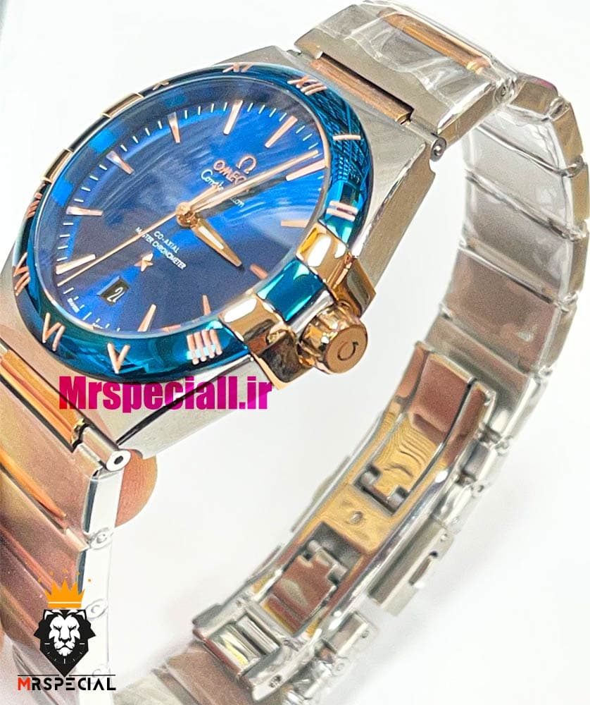 ساعت امگا مردانه مدل کانسلیشن دو رنگ رزگلد صفحه ابی OMEGA Constllation Co-Axial 021214 — تصویر ۱۱