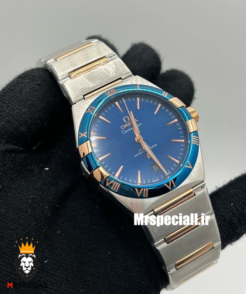 ساعت امگا مردانه مدل کانسلیشن دو رنگ رزگلد صفحه ابی OMEGA Constllation Co-Axial 021214 — تصویر ۳