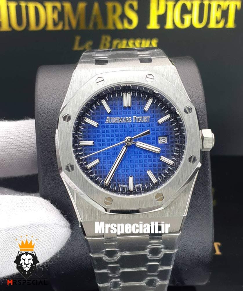 ساعت اودمار پیگه رویال اوک مردانه استیل کوارتز صفحه ابی AUDEMARS PIGUET ROYAL Oak 021210 — تصویر ۳