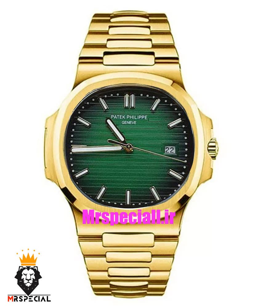 ساعت مردانه پتک فیلیپ ناتیلوس کوارتز طلایی صفحه سبز Patek Philippe nuatilos 021179