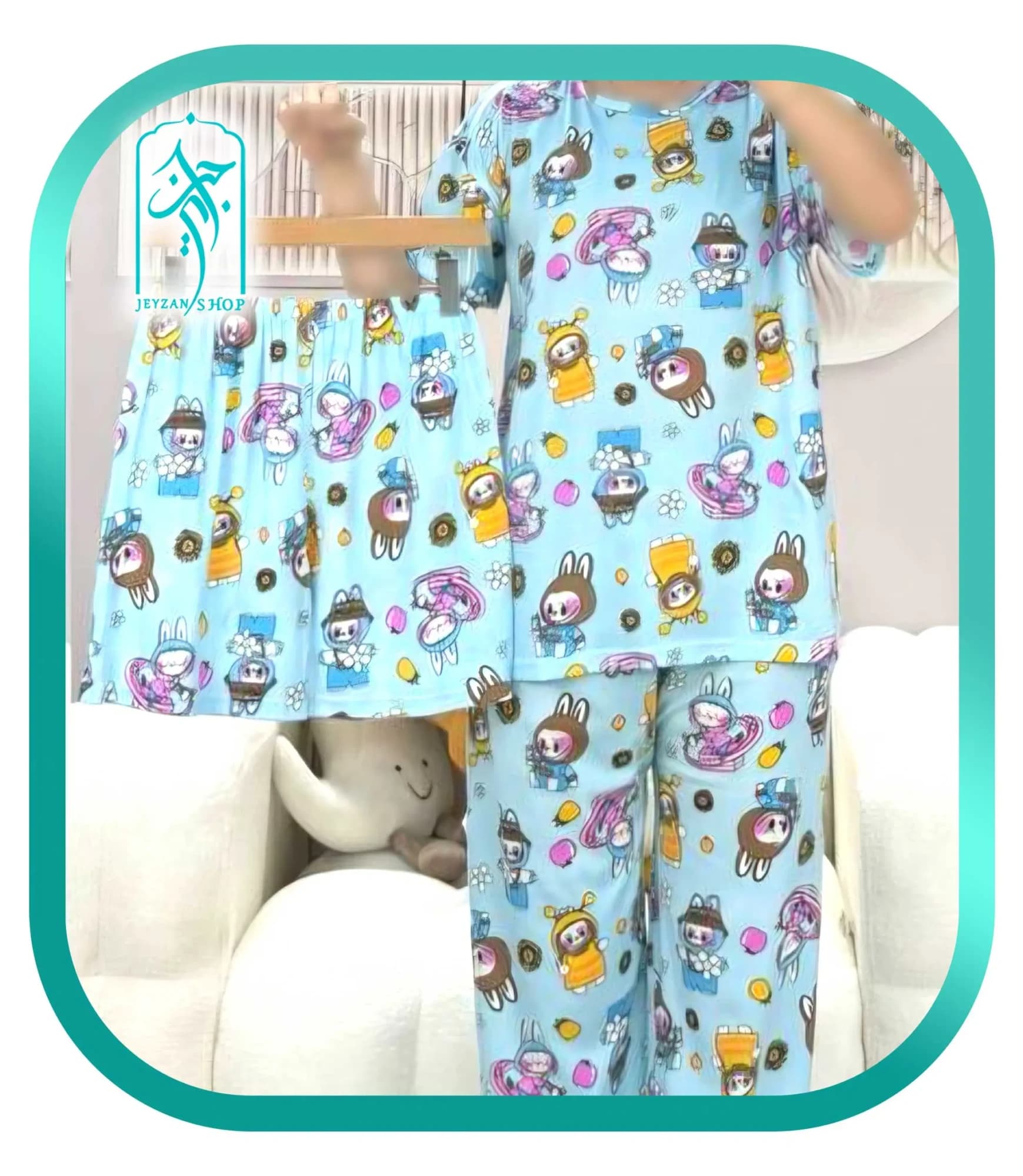لباس ست سه تکه زنانه و دخترانه طرح لبوبو کد H227 — تصویر ۷