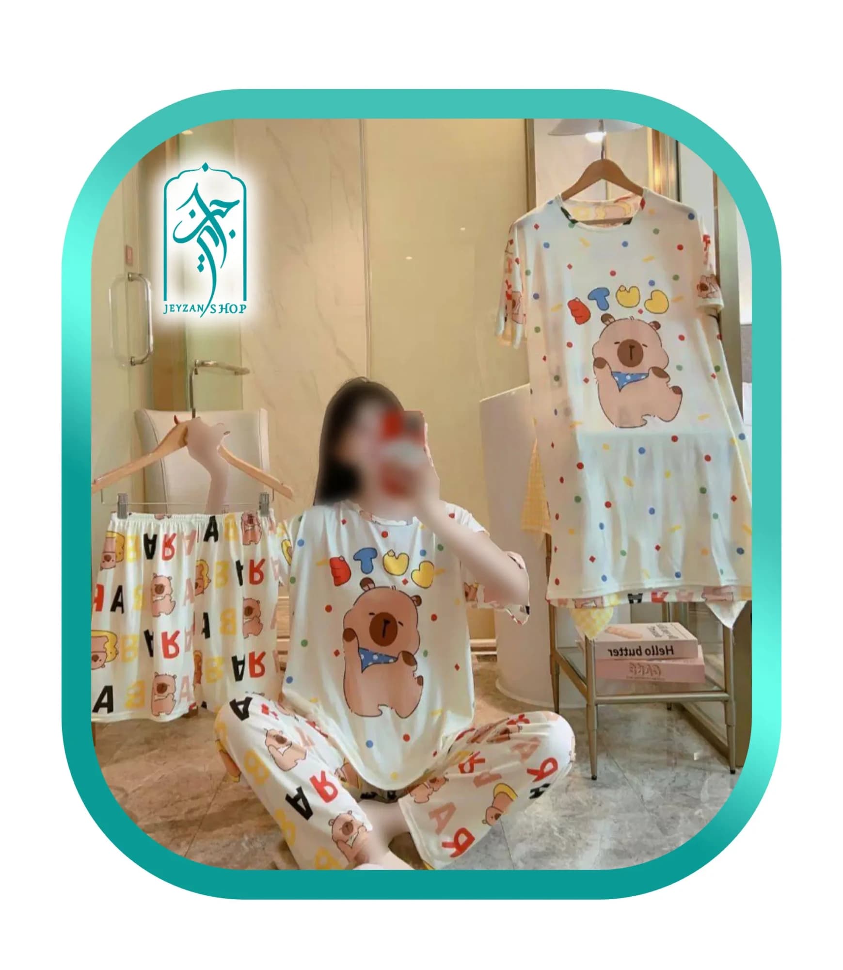 لباس ست چهار تکه زنانه طرح خرس کد H236 — تصویر ۴