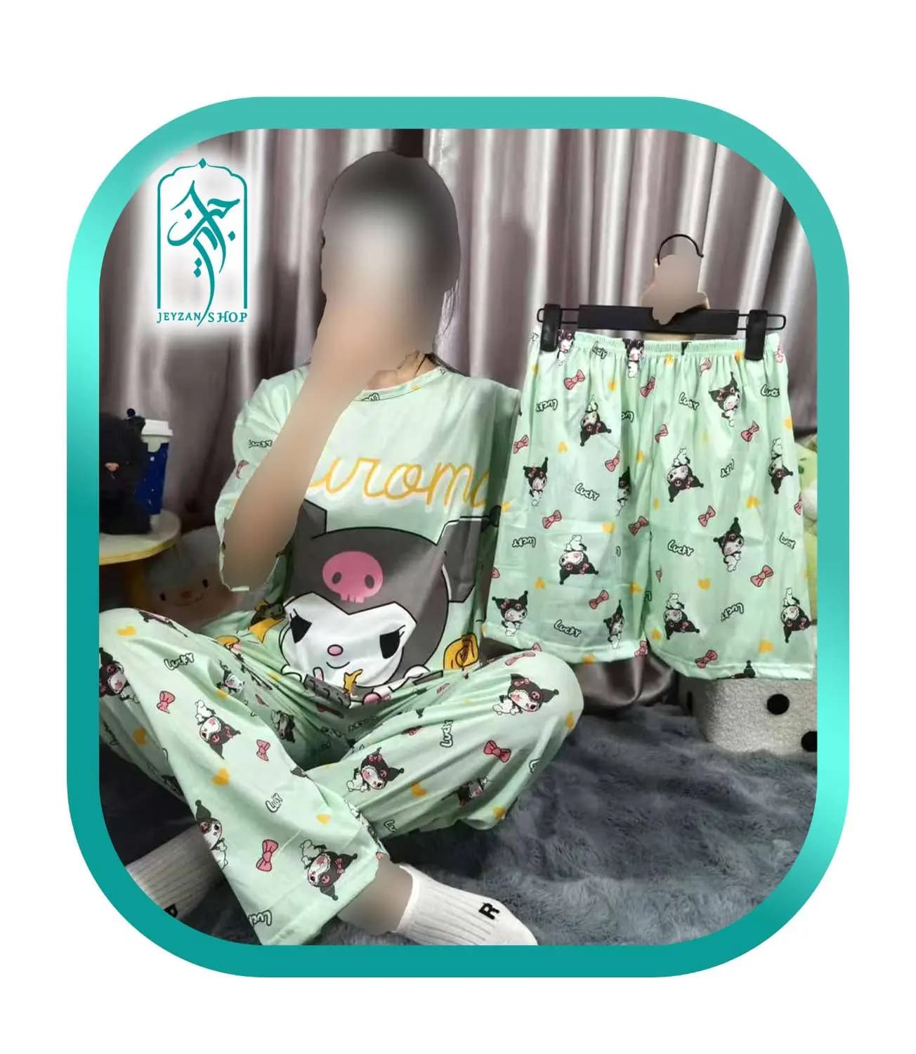 لباس ست 3 تکه زنانه طرح کرومی سبز کد H176 — تصویر ۲