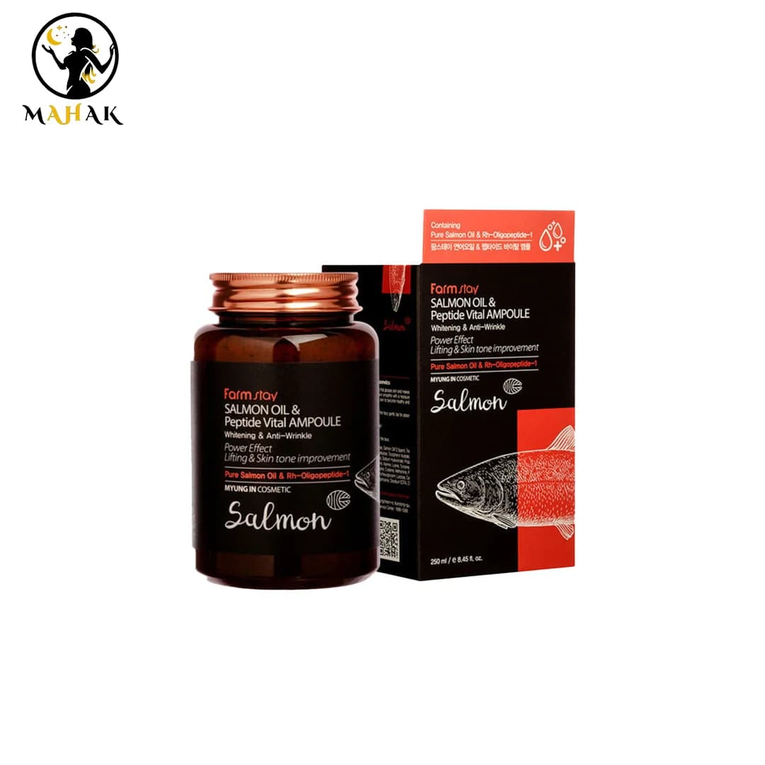 آمپول ژل آبرسان ضدچروک و جوانساز روغن ماهی سالمون فارم استی FARMSATY SALMON OIL & PEPTIDE VITAL AMPOULE — تصویر ۳