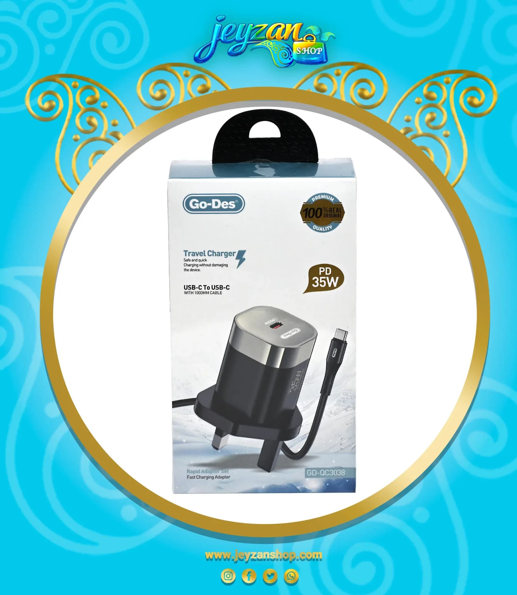 شارژر دیواری گودس 35 وات فست شارژ GD-QC3038
