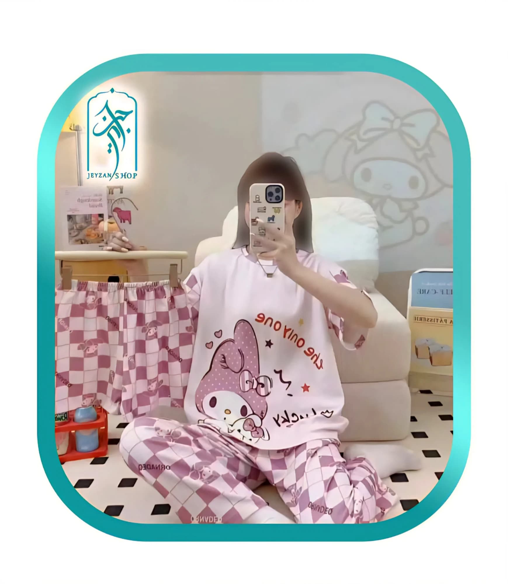 لباس ست سه تکه راحتی دخترانه و زنانه طرح خرگوش کلاه دار کد H078