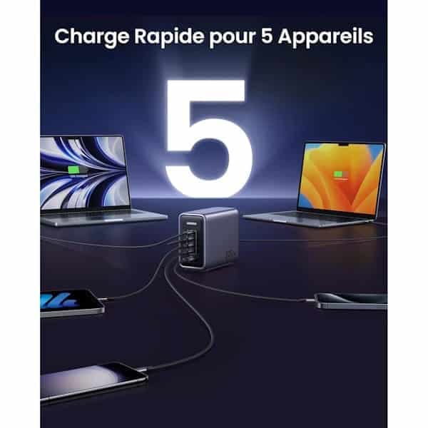 شارژر رومیزی 300 وات Nexode با 5 پورت یوگرین مدل CD333 کد 90904b با دوشاخه UK — تصویر ۹
