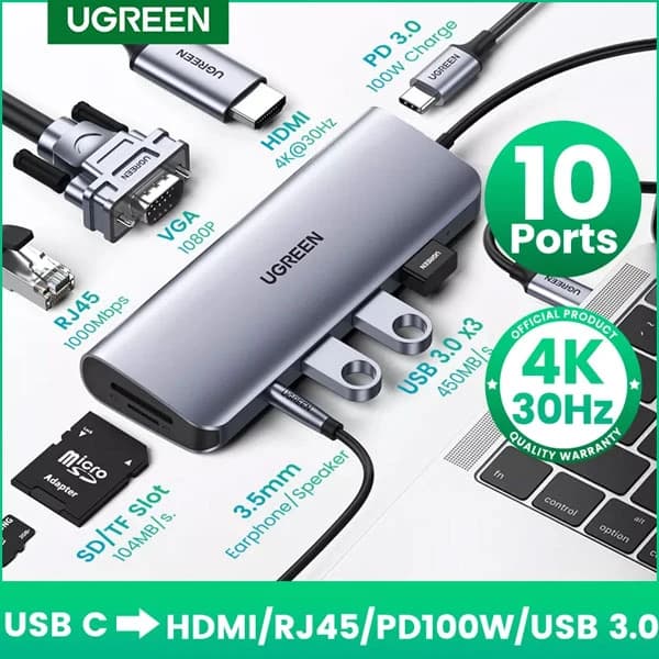 هاب 10 پورت USB-C یوگرین مدل UG-80133 — تصویر ۸