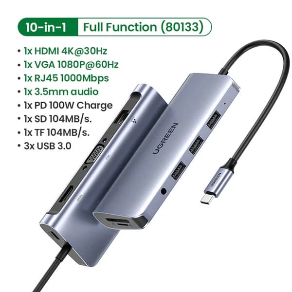 هاب 10 پورت USB-C یوگرین مدل UG-80133 — تصویر ۴