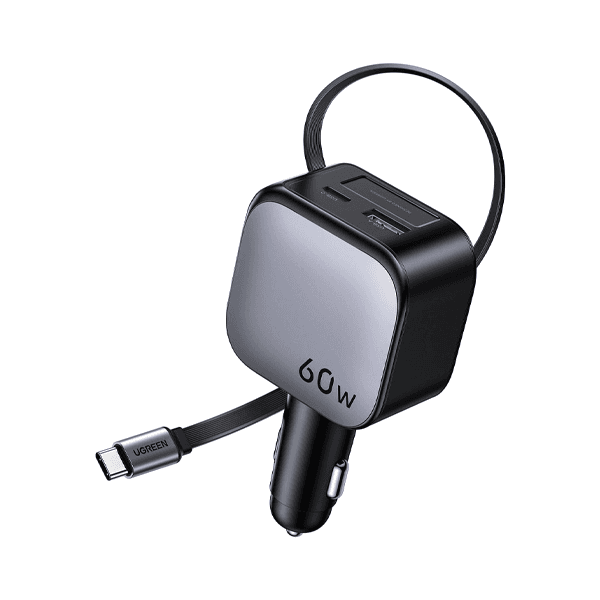 شارژر فندکی با کابل جمع شونده(retractable) 60 وات یوگرین با 3 پورت USB-C و USB-A مدل EC602 کد 55212B — تصویر ۱۱