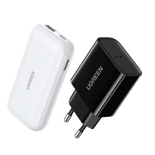 شارژر دیواری 20 وات و پاور بانک دو پورت 30W یوگرین — تصویر ۲