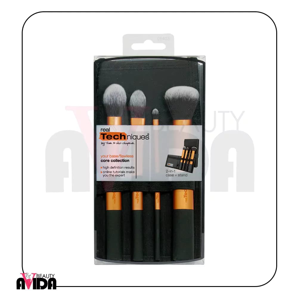 ست براش آرایشی 4 تکه ریل تکنیک مدل Real Tecniques Core Collection با کیف