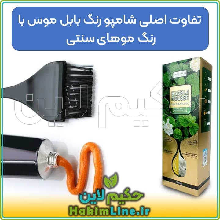 شامپو رنگ بابل موس اورجینال BUBBLE MOUSSE – جادوی رفع سفیدی مو (نمایندگی حکیم لاین)