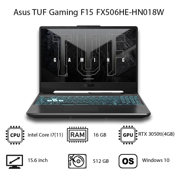 لپ تاپ گیمینگ Asus TUF Gaming F15 FX506HE-HN018W