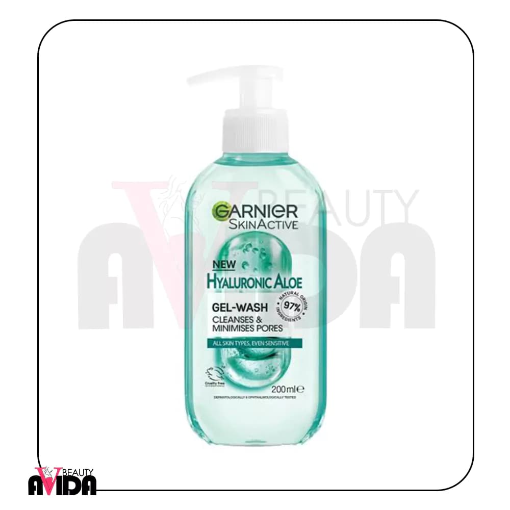 ژل شستشوی صورت گارنیر مدل آبرسان مدل Garnier Hyaluronic Aloe Gel Wash حجم 200 میلی لیتر — تصویر ۲
