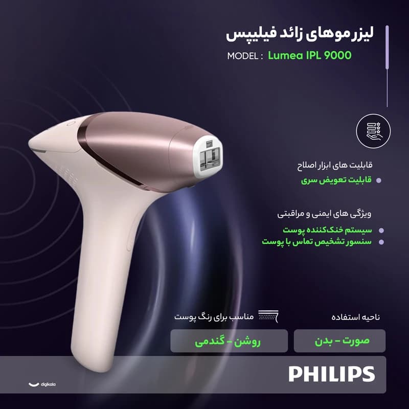 لیزر موهای زائد فیلیپس مدل Lumea IPL 9000 — تصویر ۷