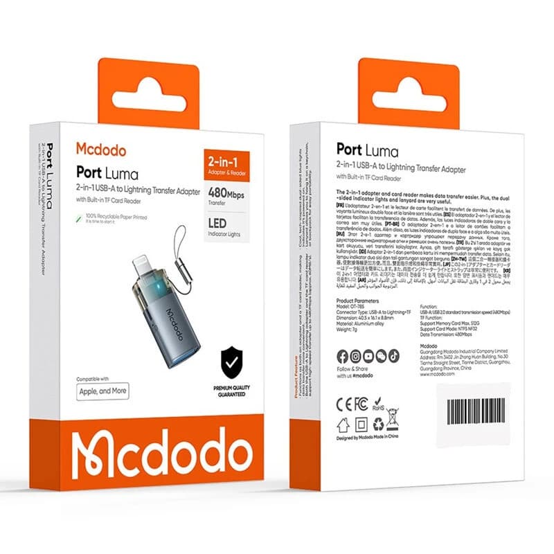 تبدیل USB OTG / TF به لایتنینگ مک دودو OT-785 — تصویر ۷