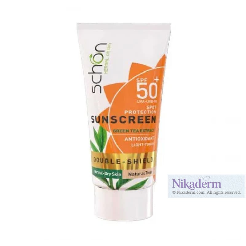 کرم ضدآفتاب رنگی شون دابل شیلد SPF50+ 50ml مناسب پوست خشک و نرمال