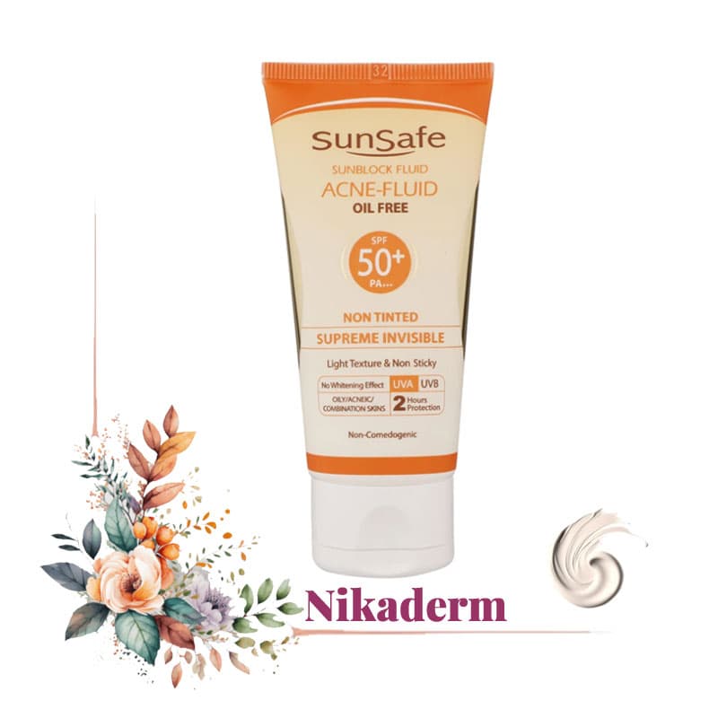 کرم ضدآفتاب فلوئید بی‌رنگ سان‌سیف مدل ACNE-FLUID حجم 50 میلی‌لیتر — تصویر ۴