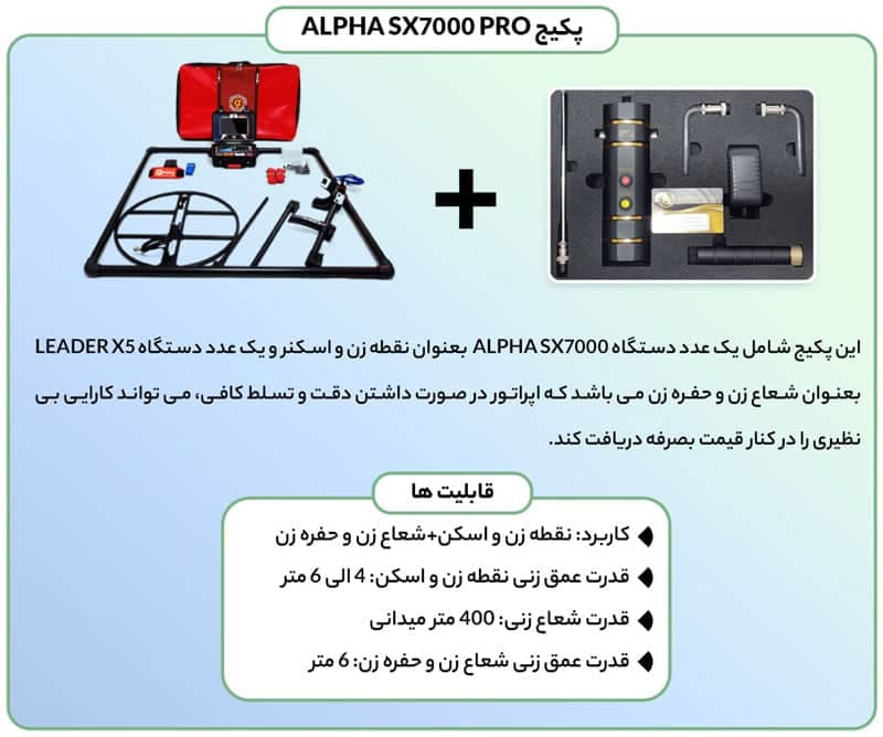 فلزیاب الفا اس ایکس 7000 پرو Alpha SX7000 PRO + شعاع زن و پین پوینتر — تصویر ۴