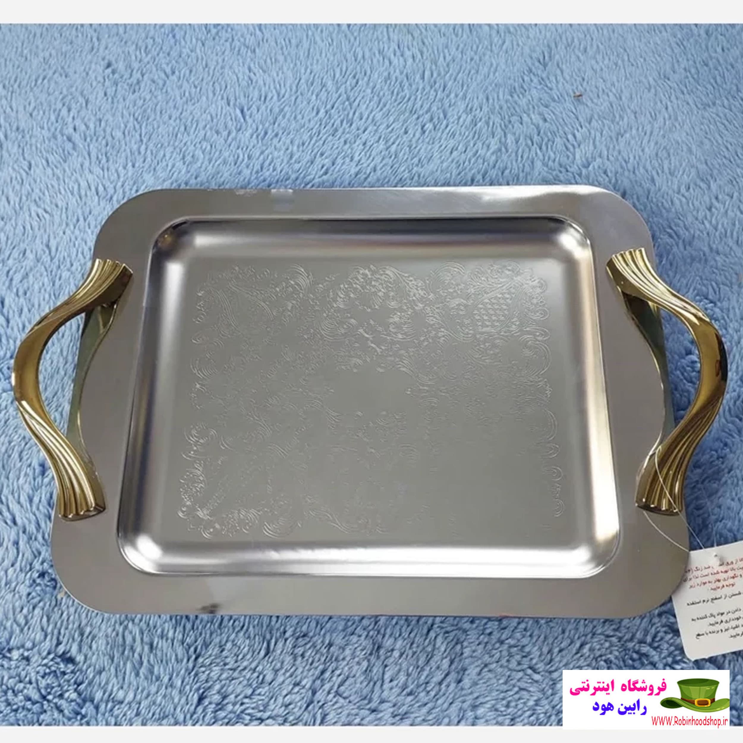 سینی استیل بزرگ آرتیستون دسته طلایی کد 12479 بسته 1 عددی