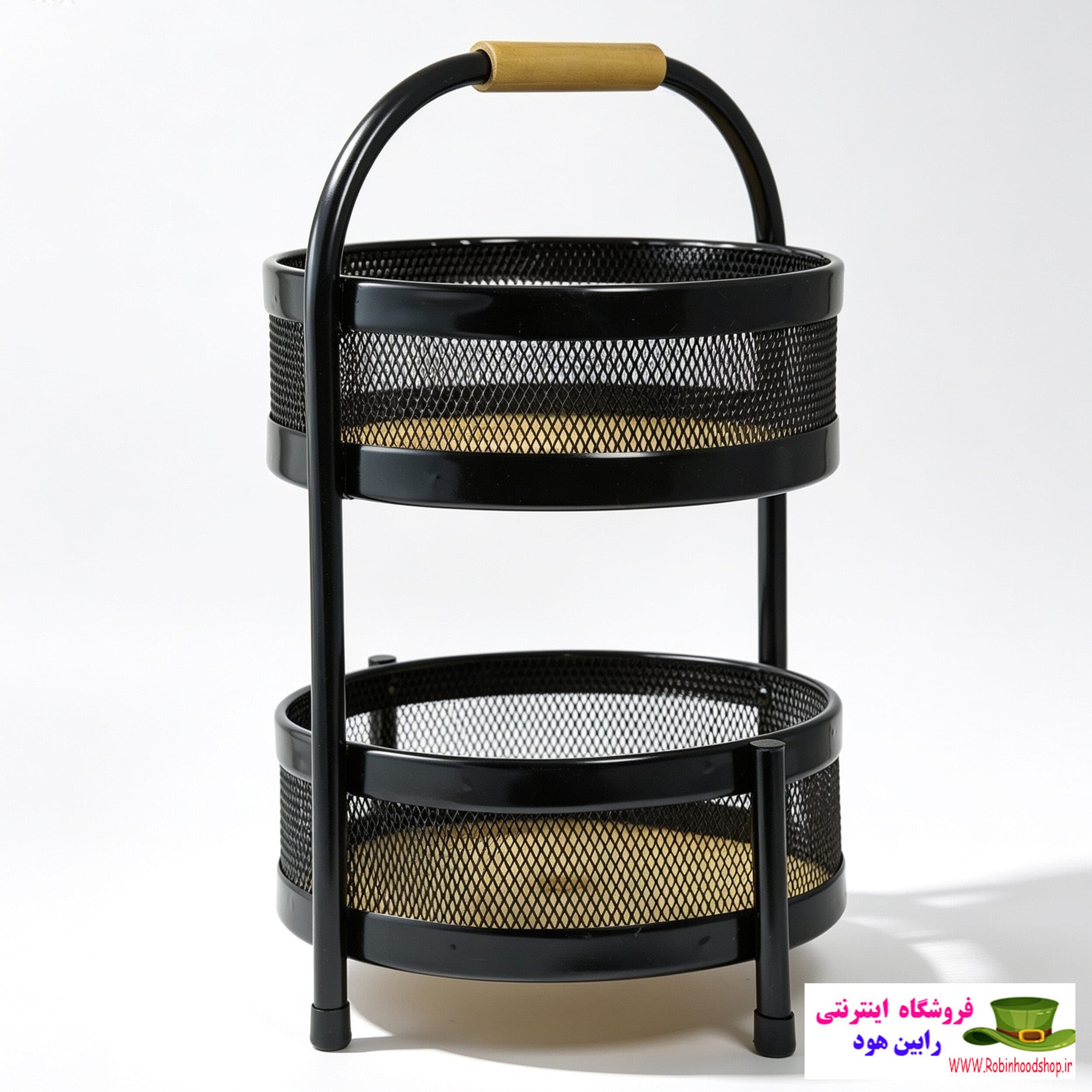جا پیازی گرد 2 طبقه دسته چوب 030 فلاور