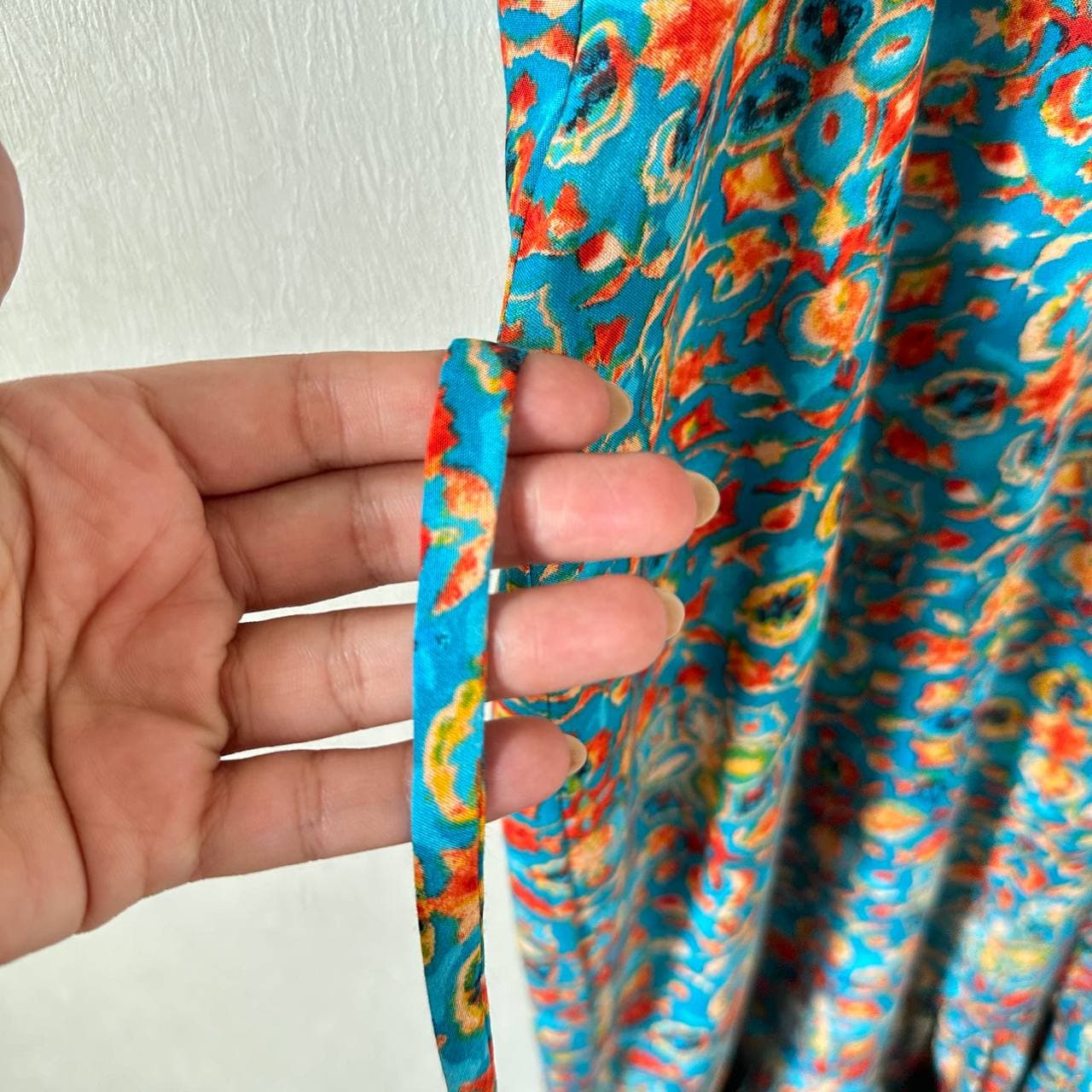 پیراهن نخی آستین کوتاه کیمینو خنک و تابستونی (بدون آبرفت) آبی — تصویر ۱۱