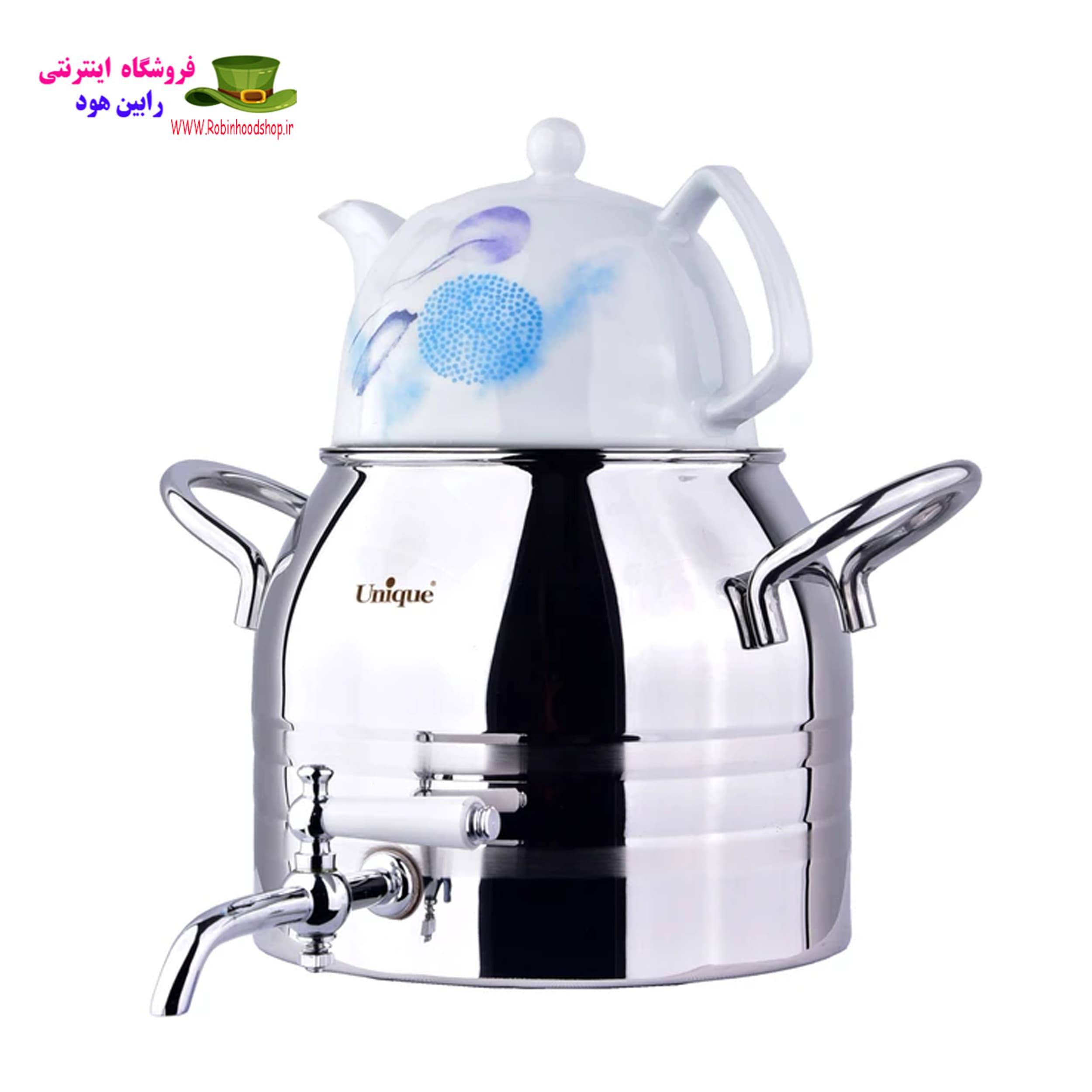 کتری و قوری یونیک مدل UN7226 ظرفیت ۴ لیتر استیل