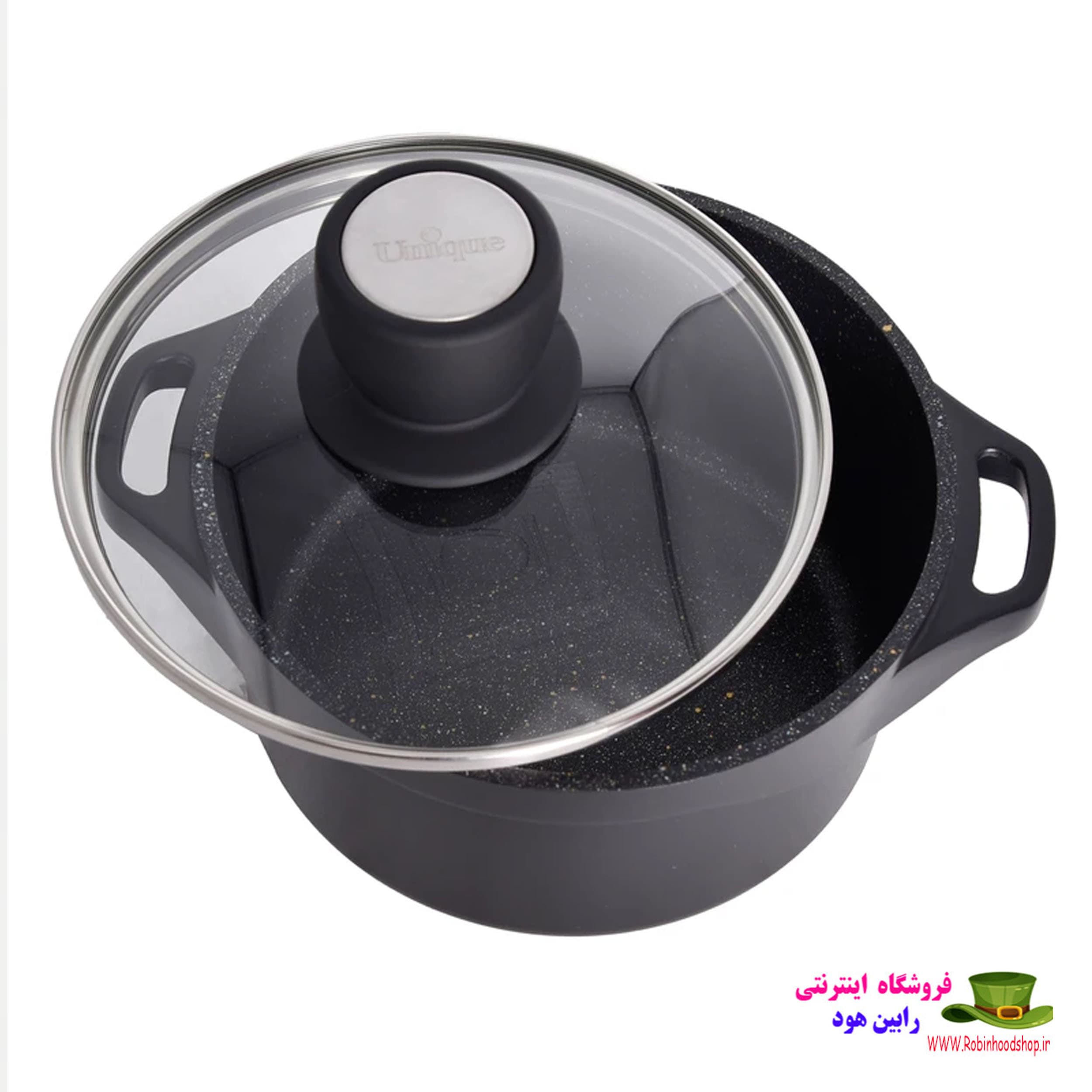 قابلمه گرانیت یونیک طرح هلیوس کد 8926 سایز 24 به همراه دستگیره — تصویر ۸
