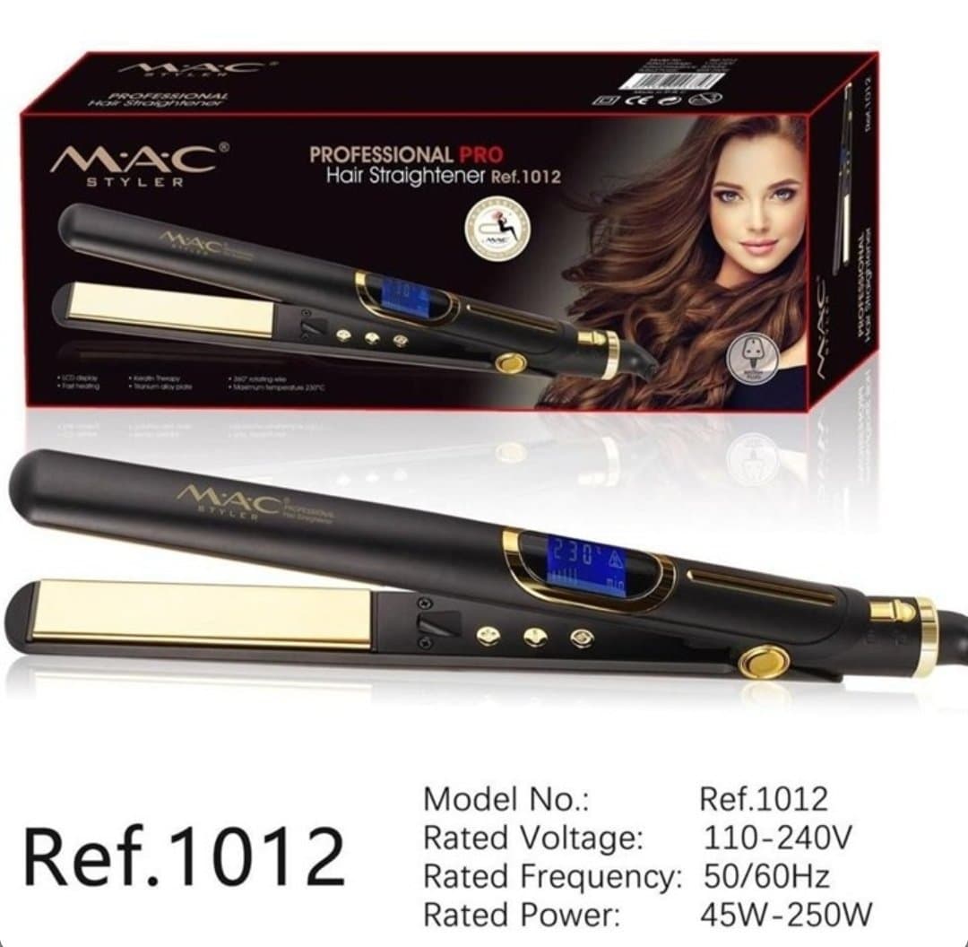 اتو مو مک‌استایلر مدل 1012 «اصل/اورجینال» صفحه سرامیک تیتانیوم + نمایشگر LCD + تنظیم دما تا 230°C