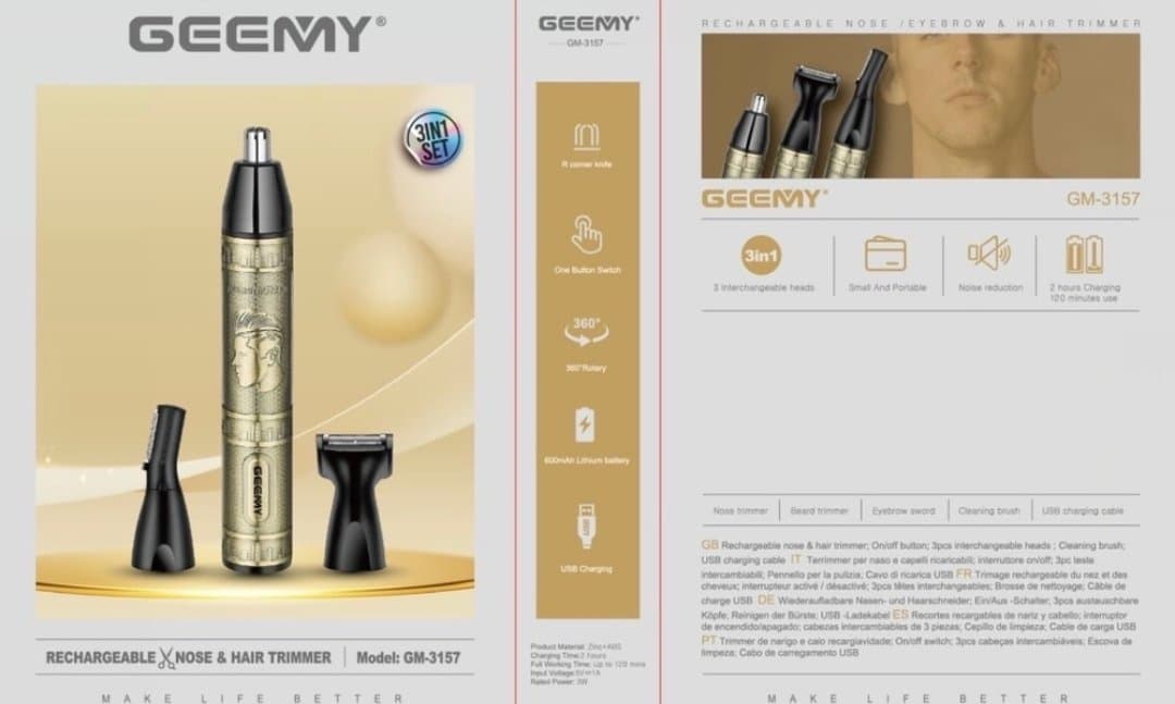 موزن گوش و بینی و خط‌زن ۳ کاره جیمی Geemy مدل GM-3157 اورجینال