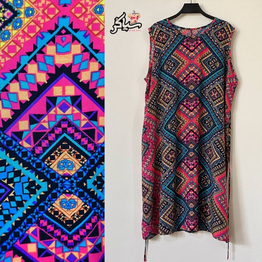 پیراهن نخی حلقه ای ساحلی زنانه خنک و تابستونی (بدون آبرفت) رنگی رنگی