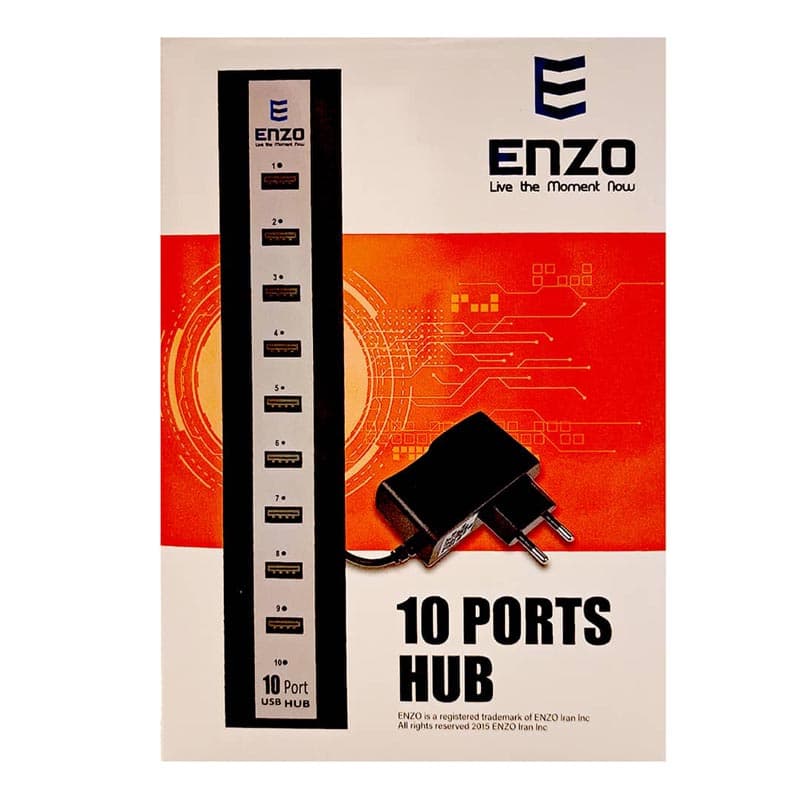 هاب ده پورت USB 2.0 انزو ENZO UH-10A با آداپتور