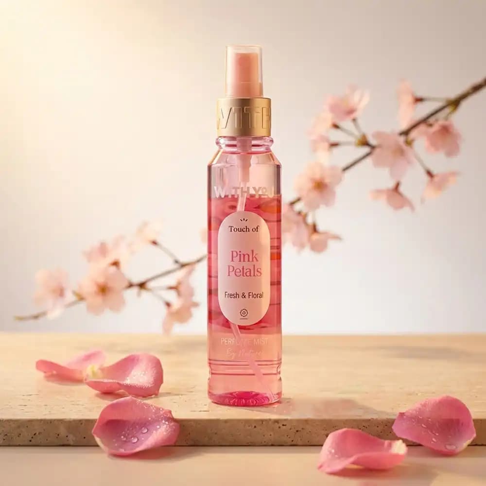 بادی اسپلش ویت یو (With You) مدل پینک پتال (Pink Petals) رایحه تازه و گلی حجم ۱۵۰ میلی لیتری — تصویر ۳
