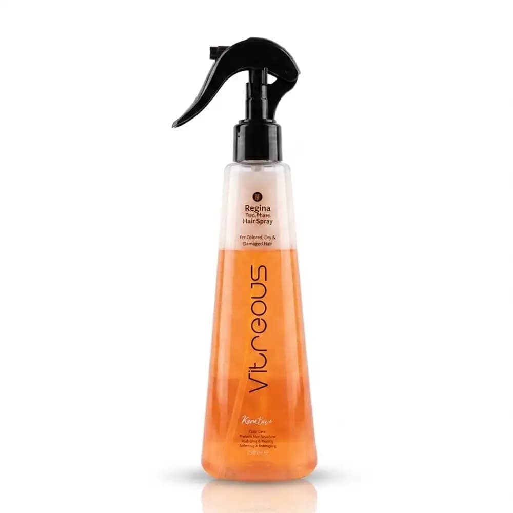 اسپری دوفاز مو ویتروس (Vitreous) مدل رجینا (Regina) حاوی کراتین و آرگان مناسب موی رنگ شده حجم ۲۵۰ میلیلیتر