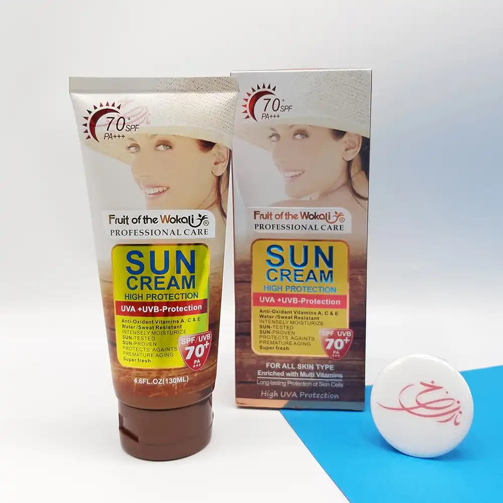 کرم ضد آفتاب بدون رنگ +SPF70 وکالی Wokali حجم 130 میلی‌لیتر