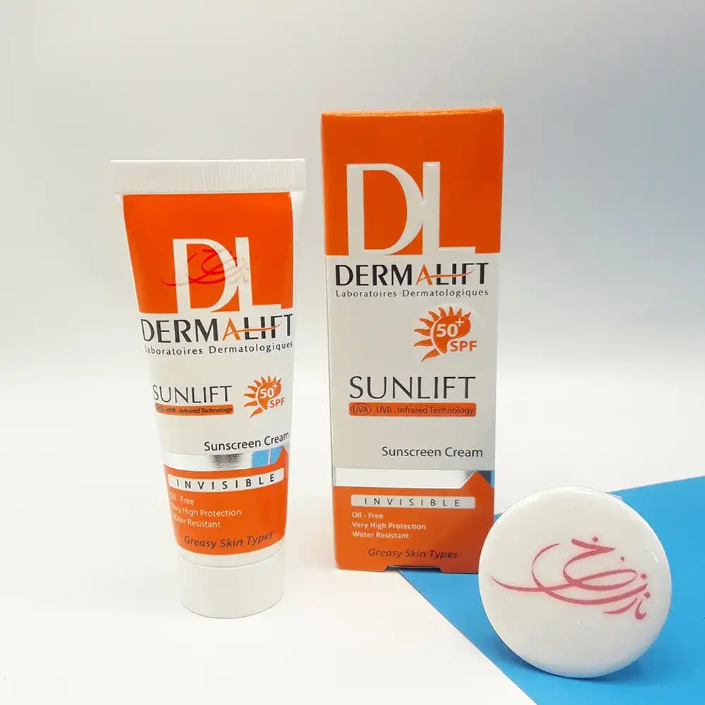 کرم ضد آفتاب غیر رنگی +SPF50 پوست چرب سانلیفت SUNLIFT درمالیفت DERMALIFT حجم 40 میلی لیتر