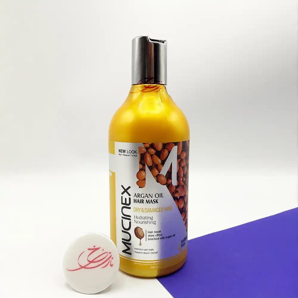 ماسک مو با آبکشی حاوی روغن آرگان ماسینکس MUCINEX (فاقد سولفات) مناسب موهای خشک و آسیب دیده حجم 500 میلی لیتر